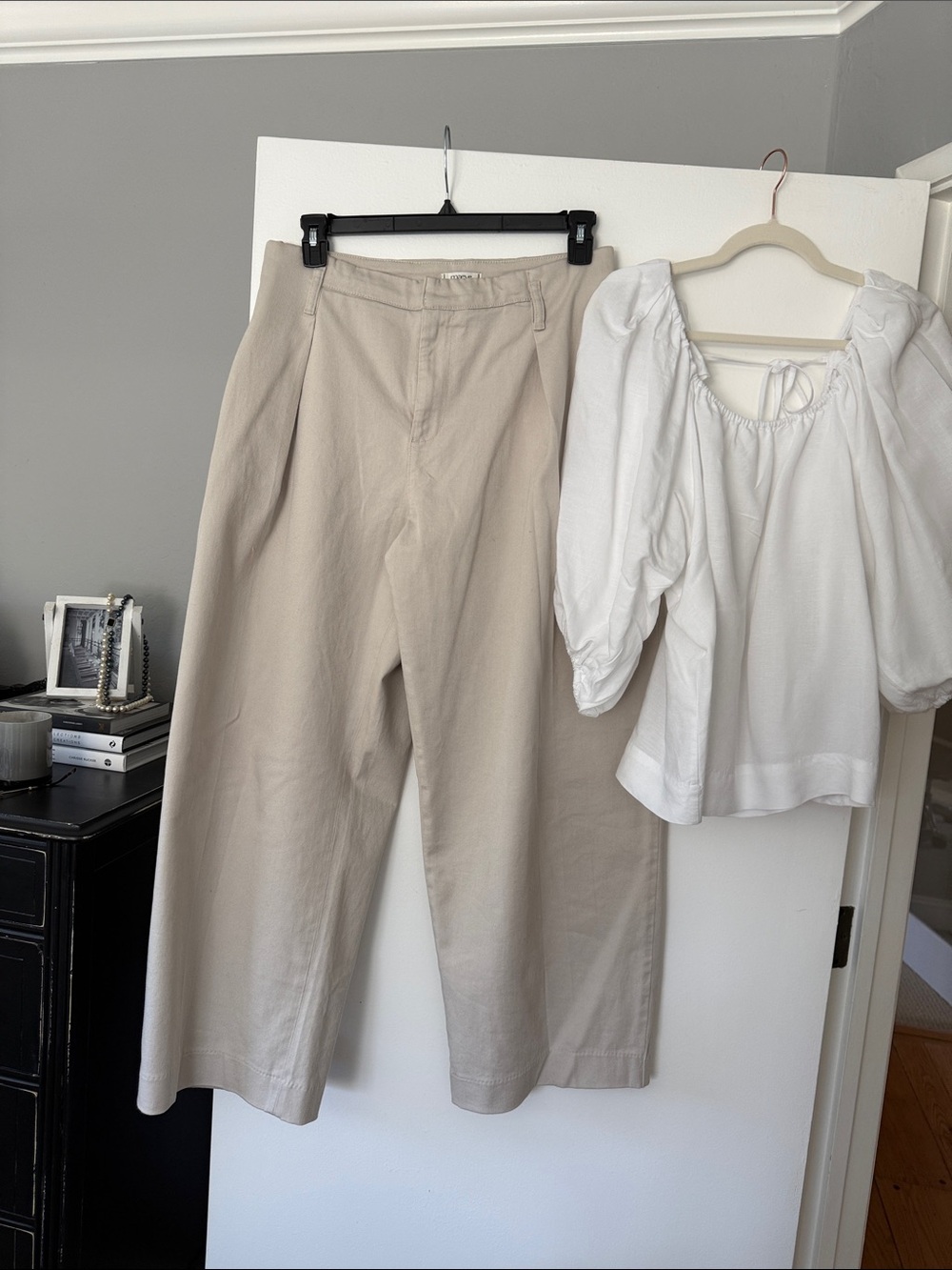 MAEVE Beige Wide-Leg Women's Pants